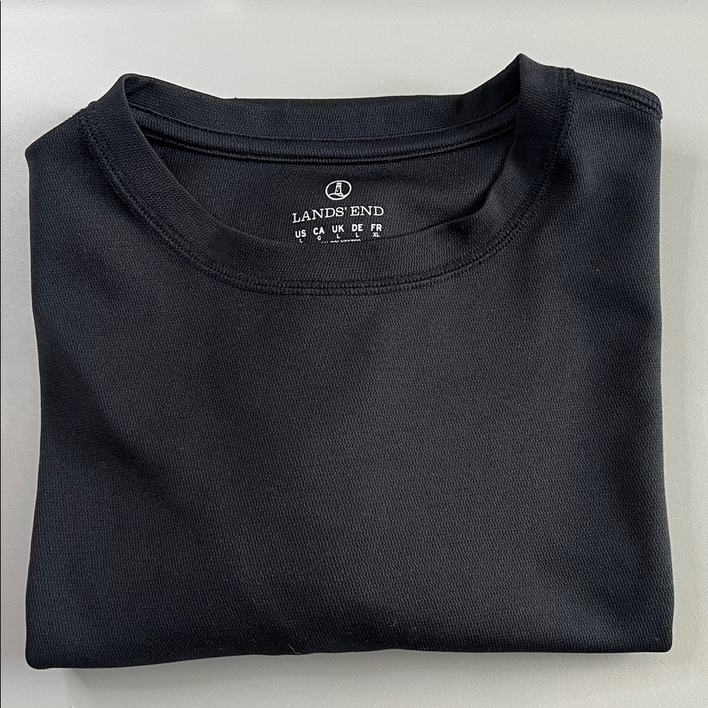 Lands End Performance Fabric Crewneck Short Sleeve TShirt Black Size Large